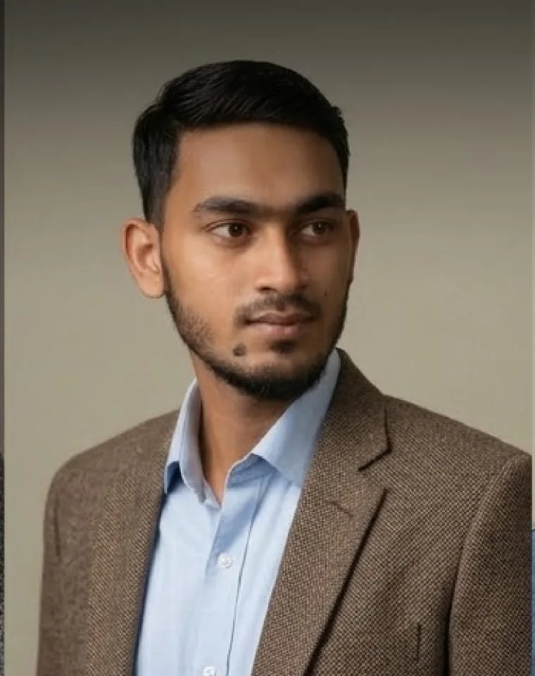 Portrait in a brown tweed blazer